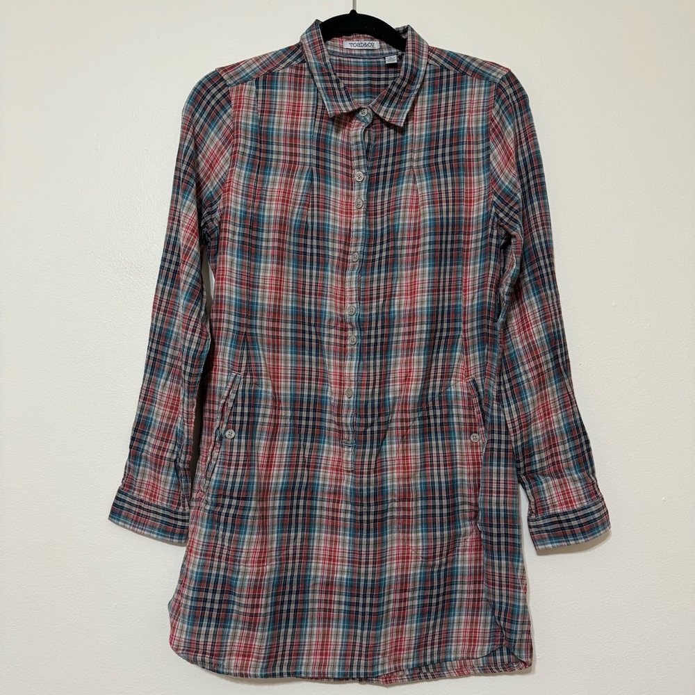 Toad & Co Plaid Button Down Mixo Tunic